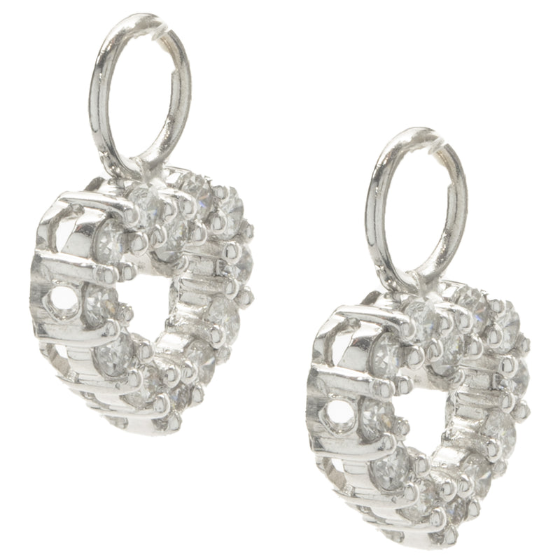 14 Karat White Gold Diamond Heart Earring Enhancers
