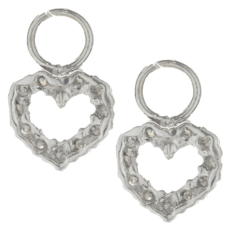 14 Karat White Gold Diamond Heart Earring Enhancers