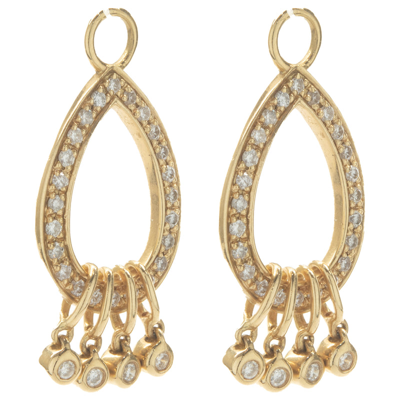 14 Karat Yellow Gold Diamond Pear Shape Drop Earring Enhancers