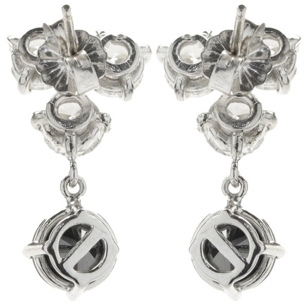 14k White Gold Black and White Diamond Dangle Earrings