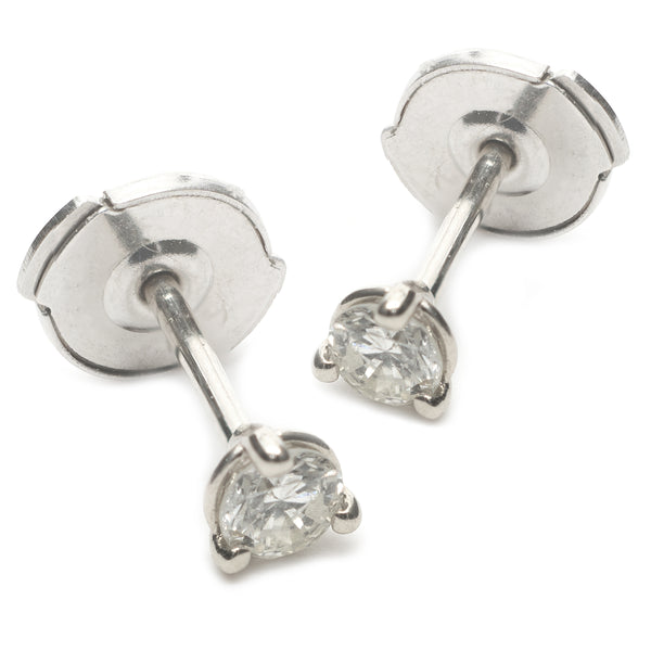 14 Karat White Gold Round Brilliant Diamond Stud Earrings