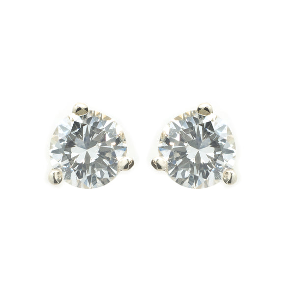 14 Karat White Gold Diamond Stud Earrings