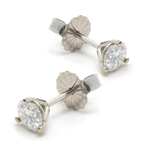 14 Karat White Gold Diamond Stud Earrings