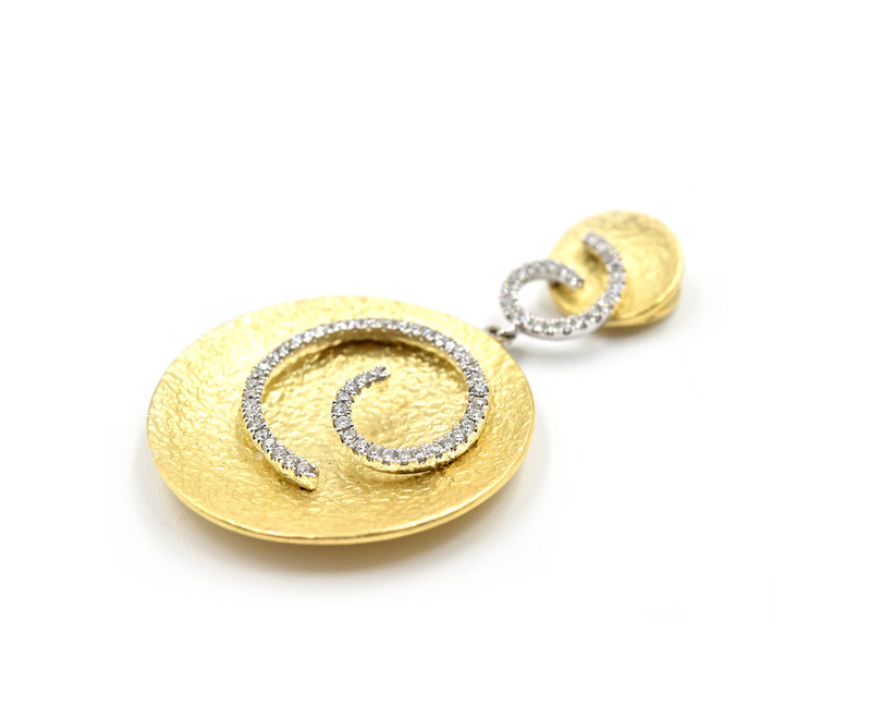 0.22 Carats Diamond 18k White & Yellow Gold Pendant