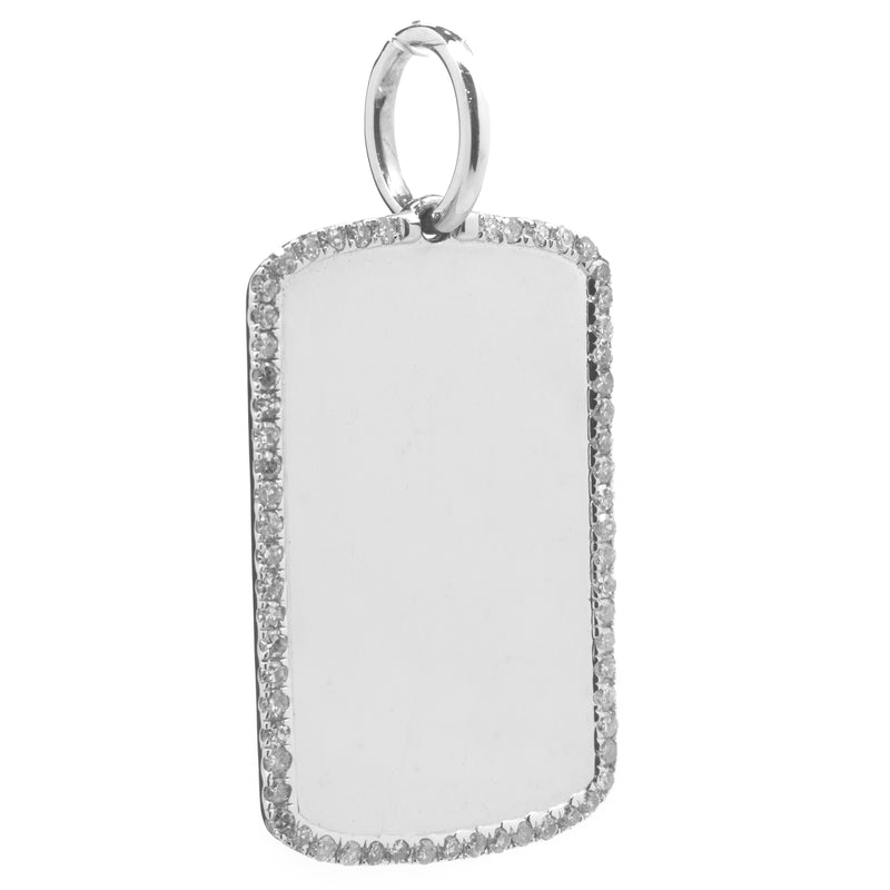 14 Karat White Gold Diamond Dog Tag Pendant