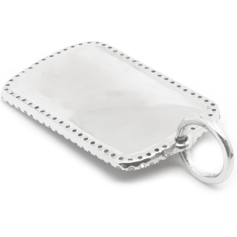 14 Karat White Gold Diamond Dog Tag Pendant