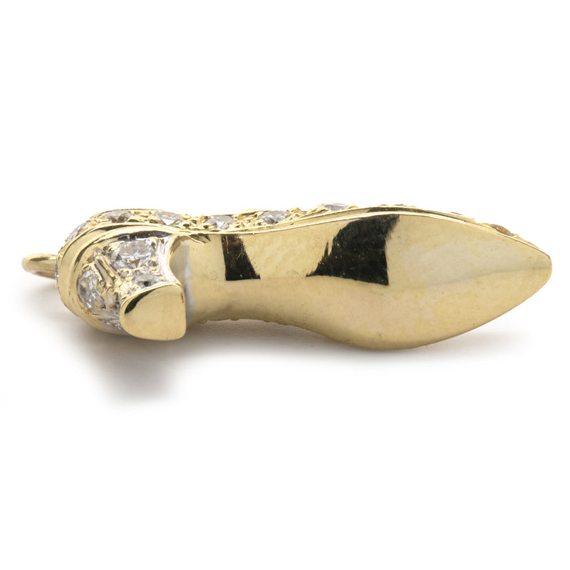 18 Karat Yellow Gold Pave Diamond High Heel Pendant