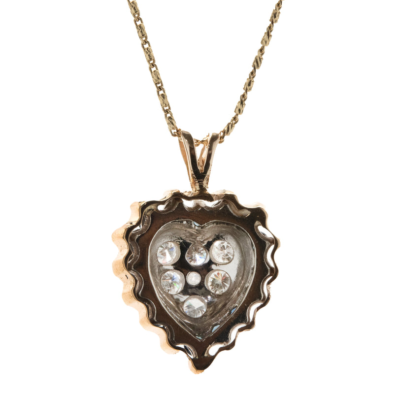 14 Karat Yellow Gold Sapphire and Diamond Heart Pendant