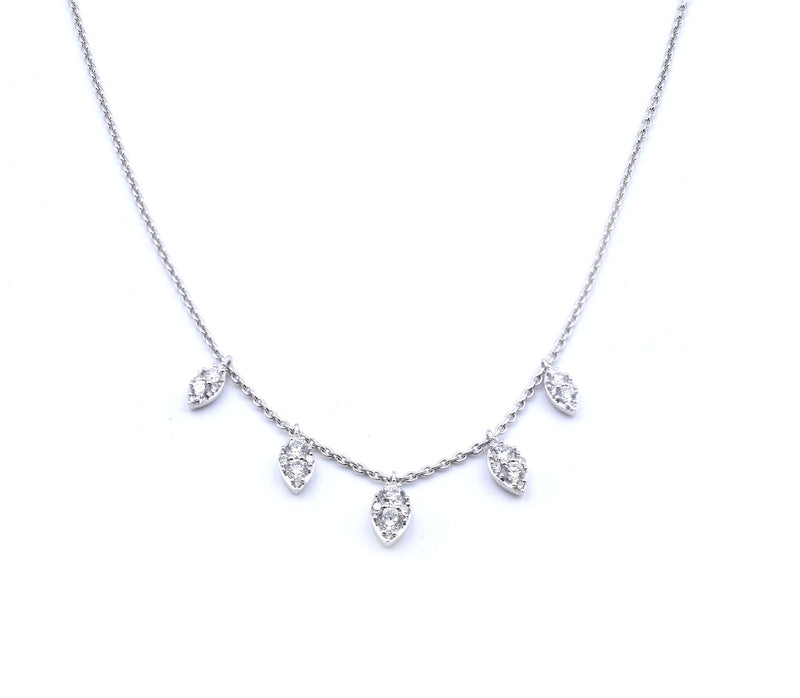 14k White Gold Diamond Dangle Necklace