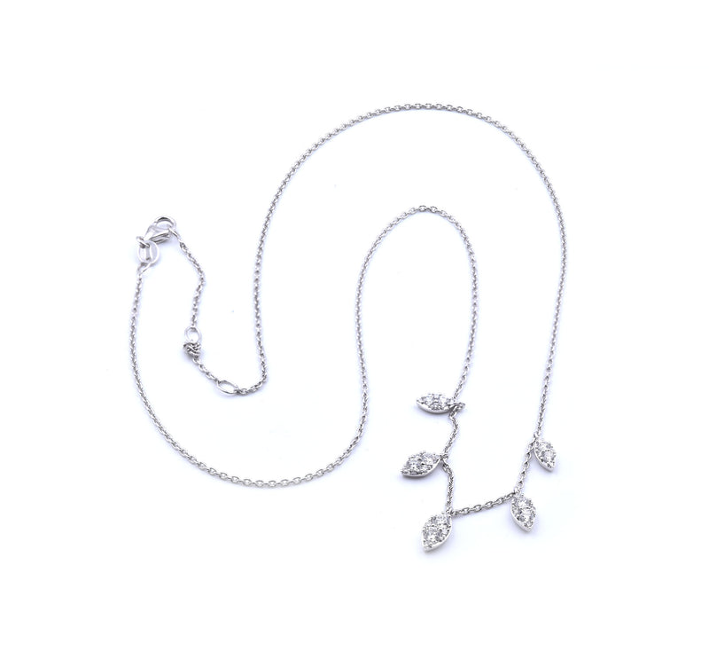 14k White Gold Diamond Dangle Necklace
