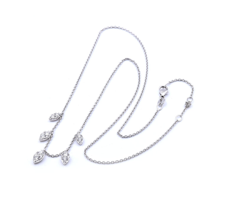 14k White Gold Diamond Dangle Necklace