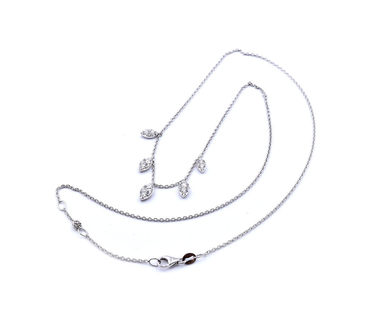 14k White Gold Diamond Dangle Necklace