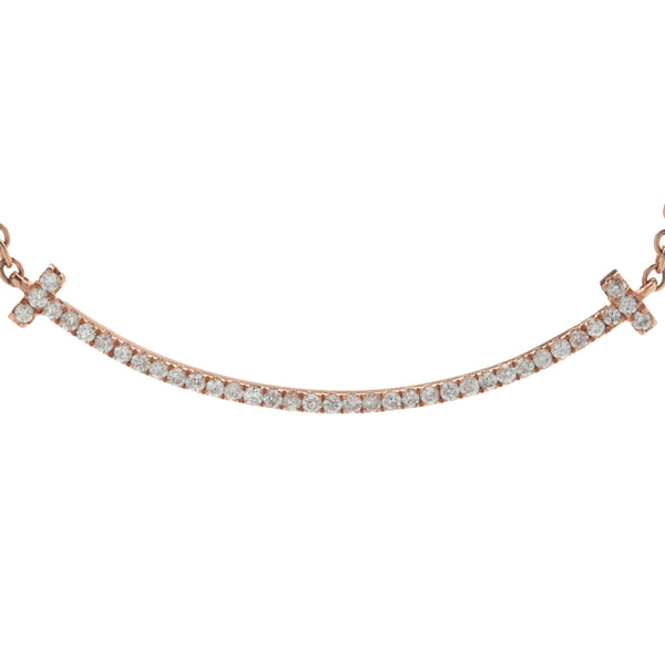 18 Karat Rose Gold Diamond Smile Necklace