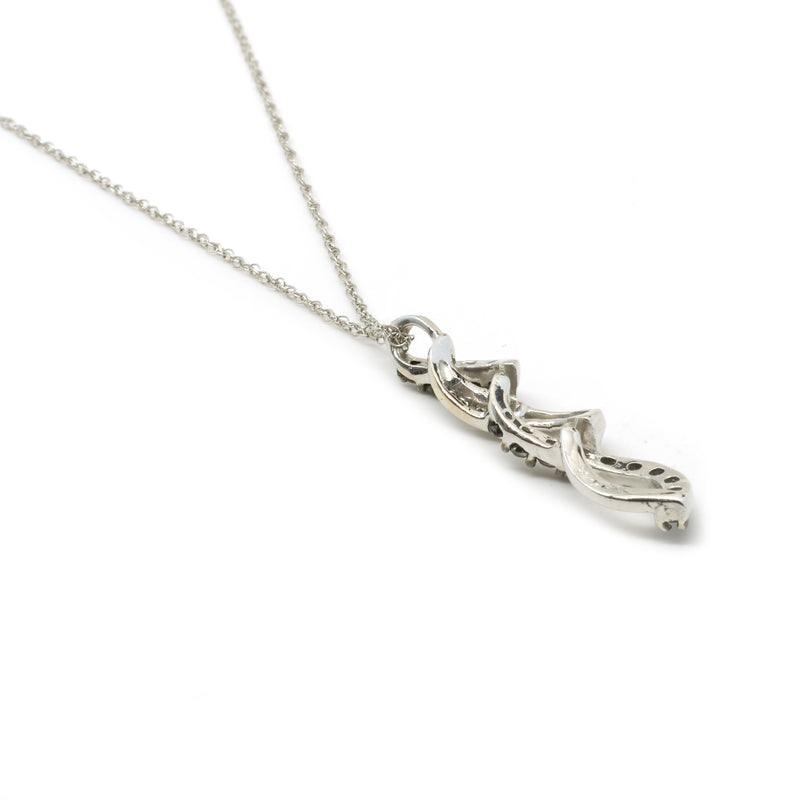 10 Karat White Gold Black and White Diamond Twist Necklace