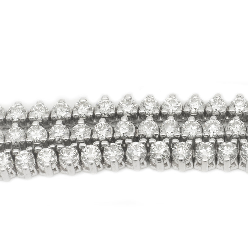 14 Karat White Gold Diamond Tennis Necklace with Reversible Diamond Center Piece and Extension