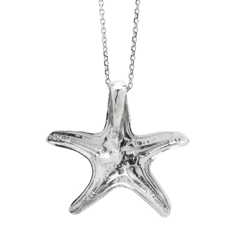 14 Karat White Gold Pave Diamond Starfish Necklace