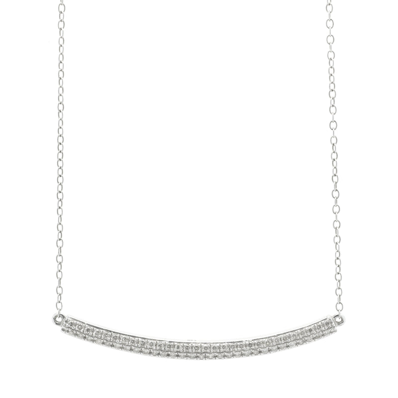 14 Karat White Gold Diamond Bar Necklace