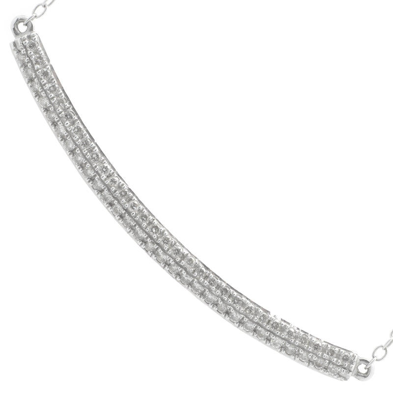 14 Karat White Gold Diamond Bar Necklace
