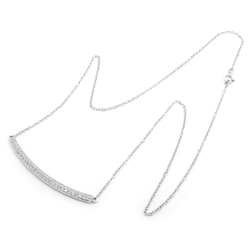 14 Karat White Gold Diamond Bar Necklace