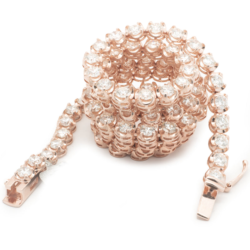 14 Karat Rose Gold Diamond Tennis Necklace