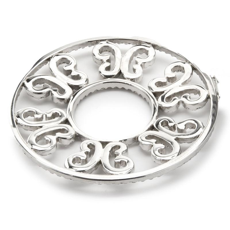 14 Karat White Gold Circle Diamond Filigree Necklace