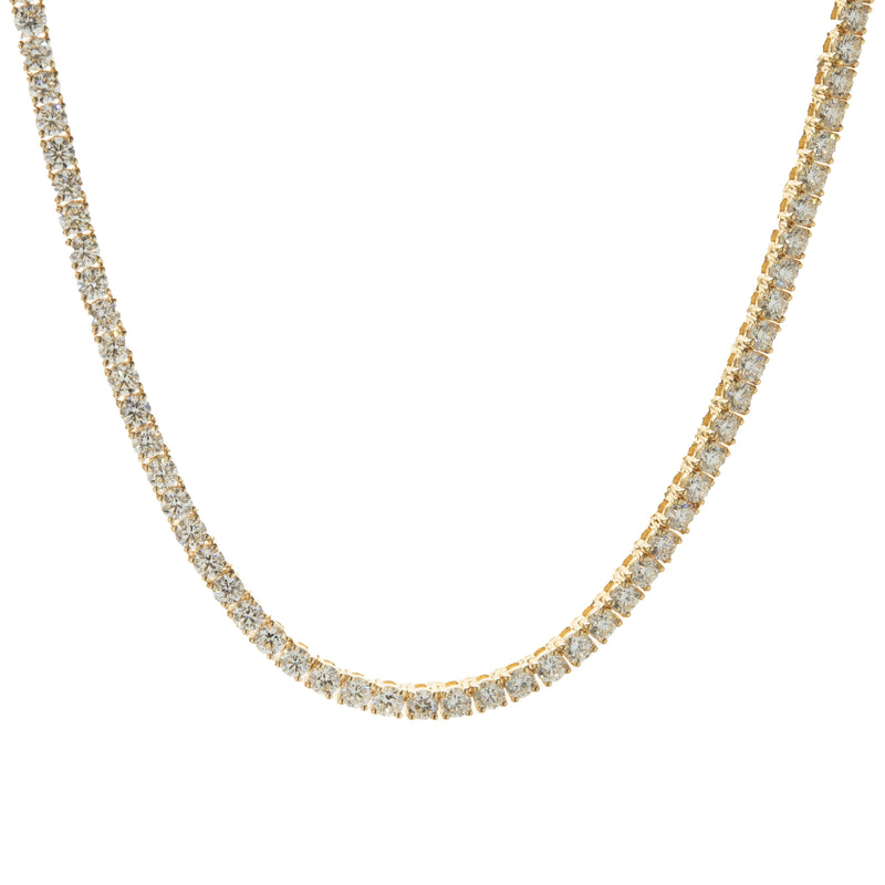 18 Karat Yellow Gold Diamond Tennis Necklace
