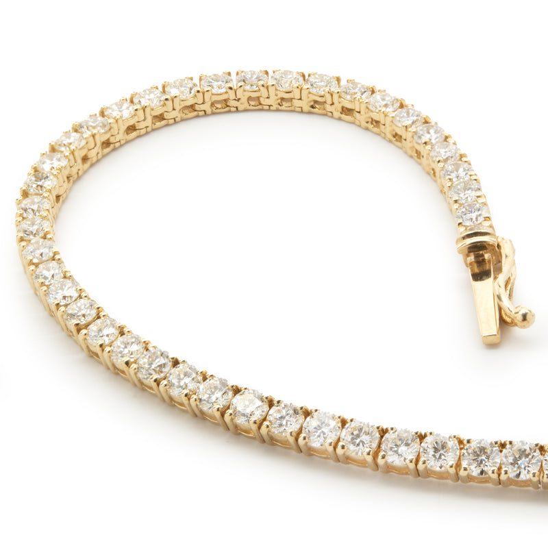 14 Karat Yellow Gold Diamond Tennis Necklace