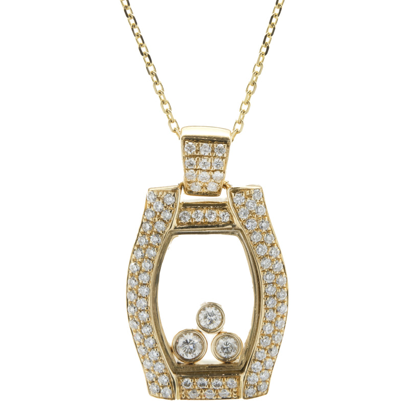 18 Karat Yellow Gold Pave Diamond Floating Diamond Necklace