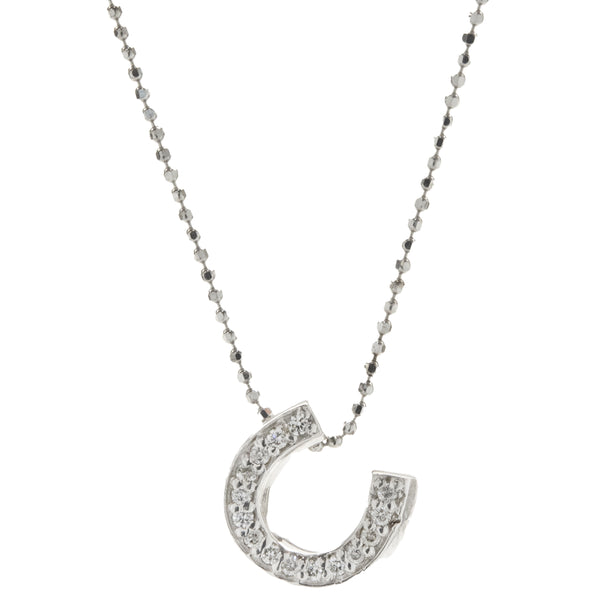14 Karat White Gold Diamond Horse Shoe Necklace