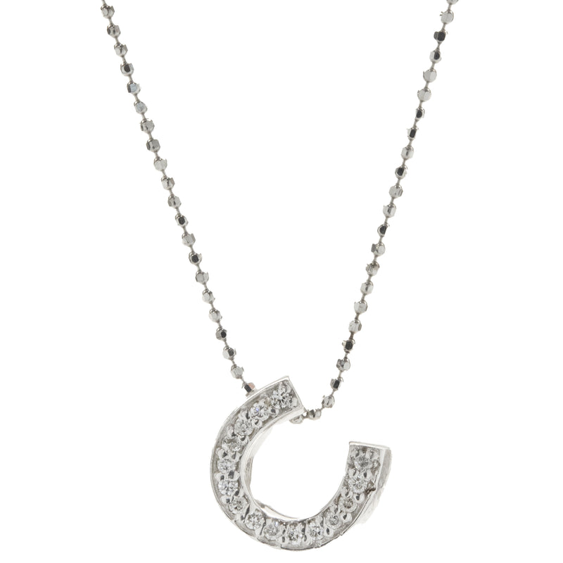 14 Karat White Gold Diamond Horse Shoe Necklace