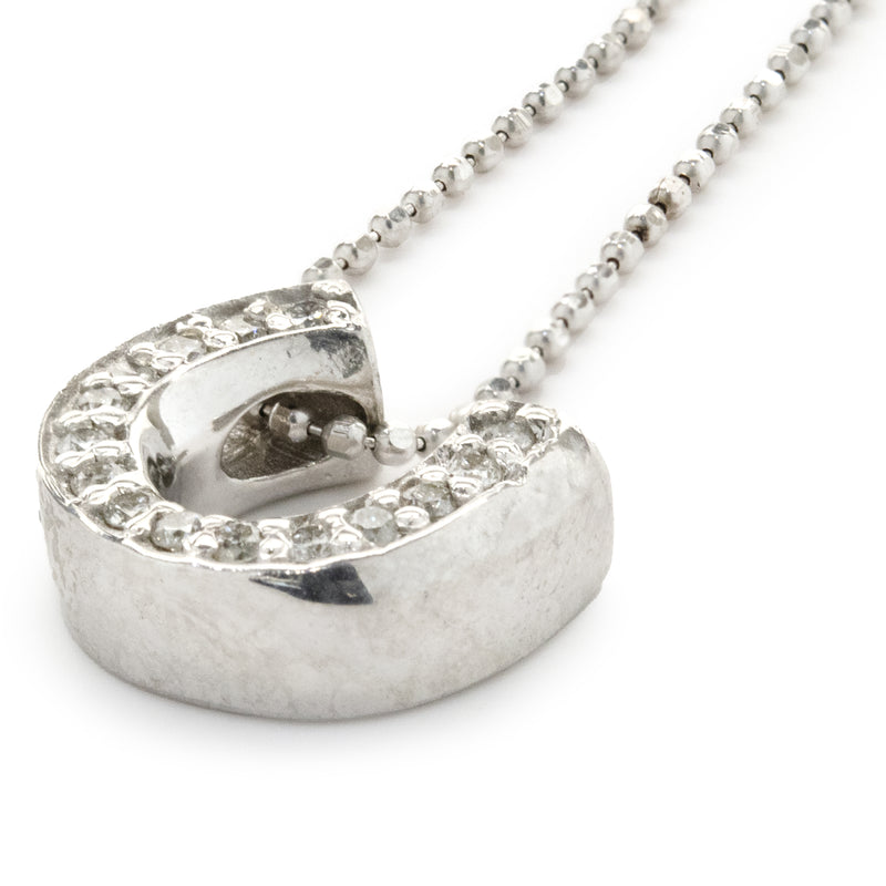 14 Karat White Gold Diamond Horse Shoe Necklace