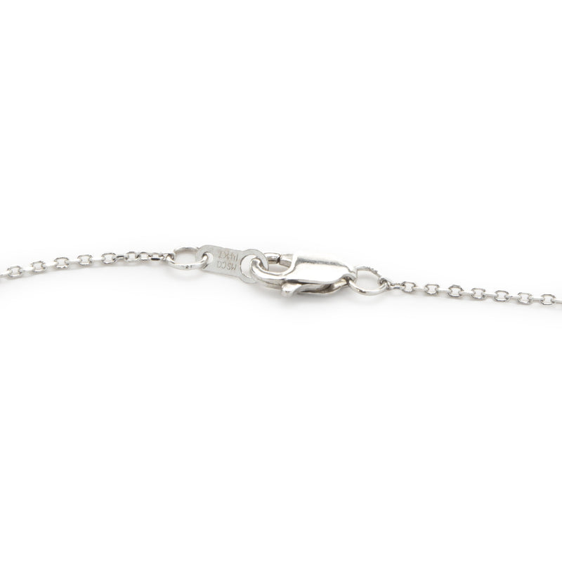 14 Karat White Gold Mosaic Set Diamond M Necklace