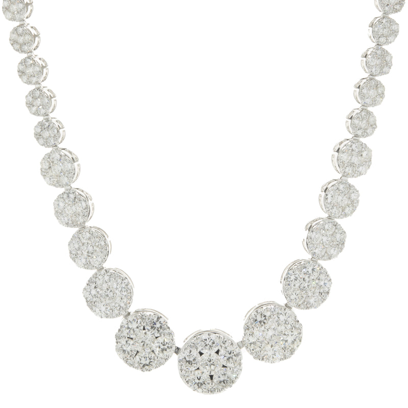 18 Karat White Gold Pave Diamond Graduated Collar Necklace