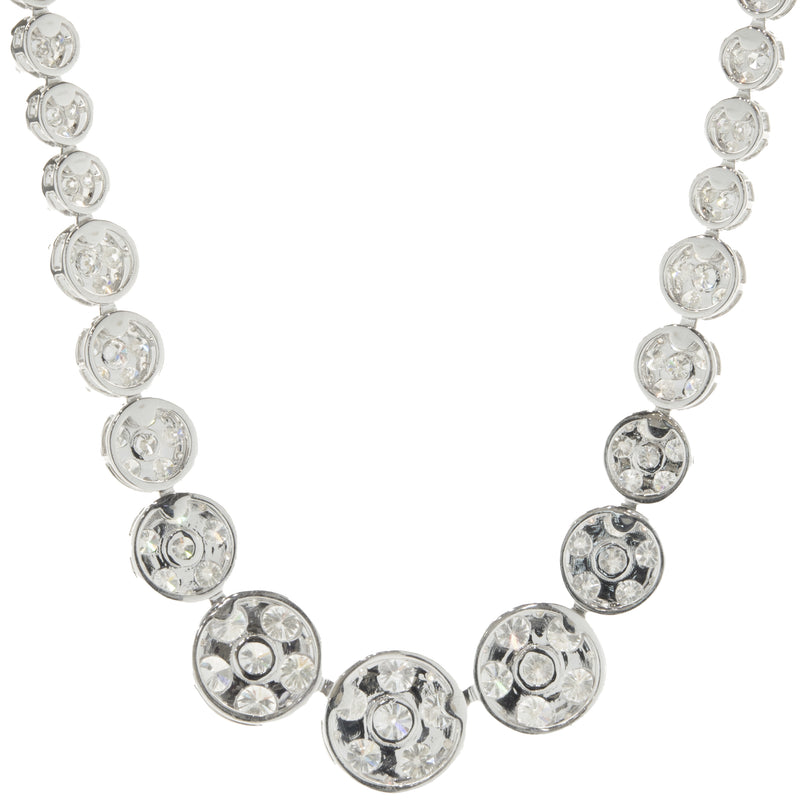 18 Karat White Gold Pave Diamond Graduated Collar Necklace