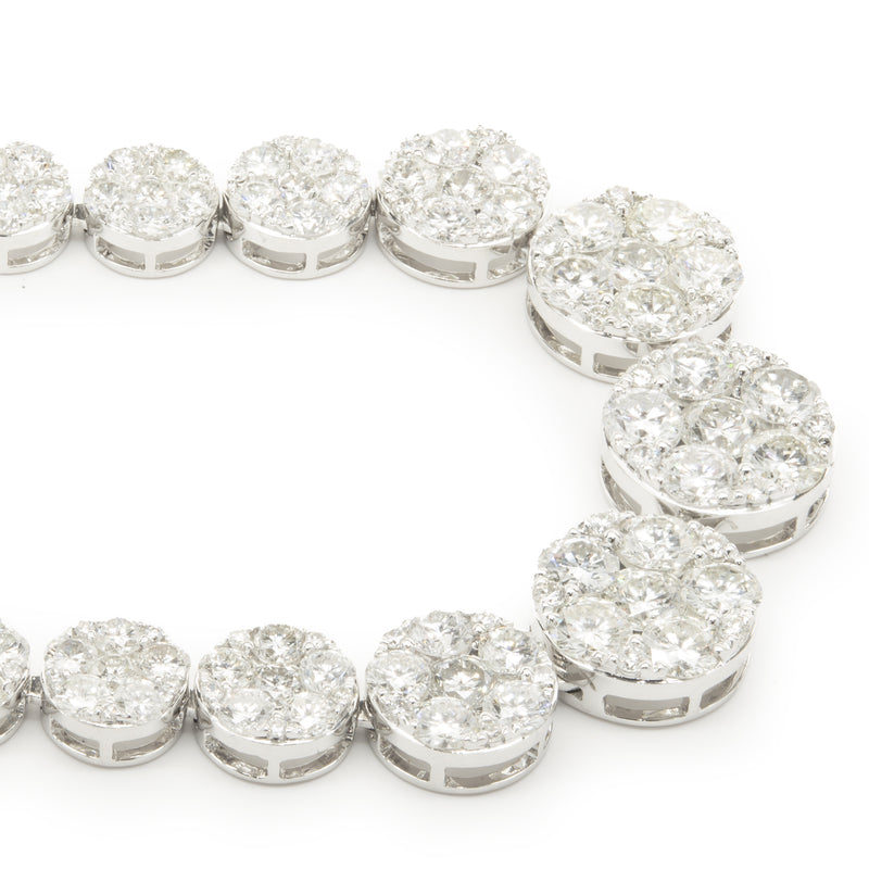 18 Karat White Gold Pave Diamond Graduated Collar Necklace