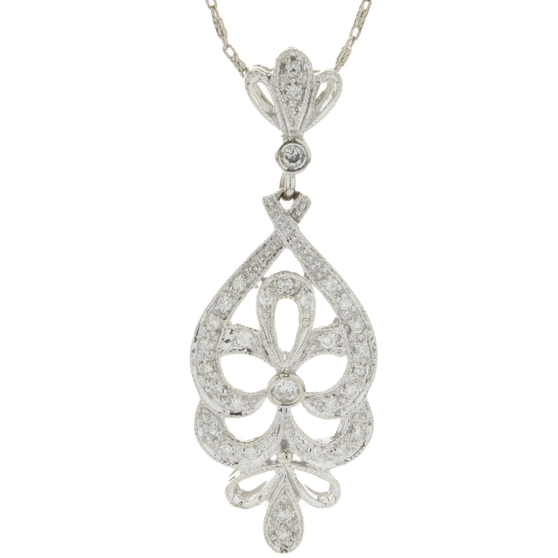 14 Karat White Gold Vintage Art Deco Diamond Necklace