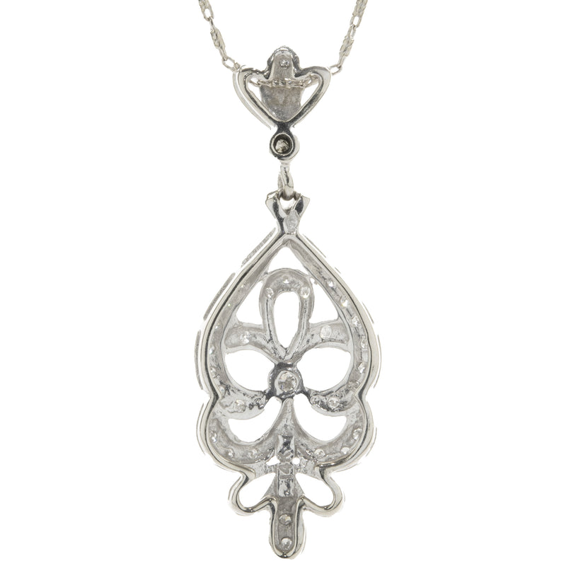 14 Karat White Gold Vintage Art Deco Diamond Necklace