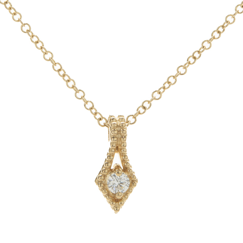 14 Karat Yellow Gold Pave Diamond Arrow Drop Necklace
