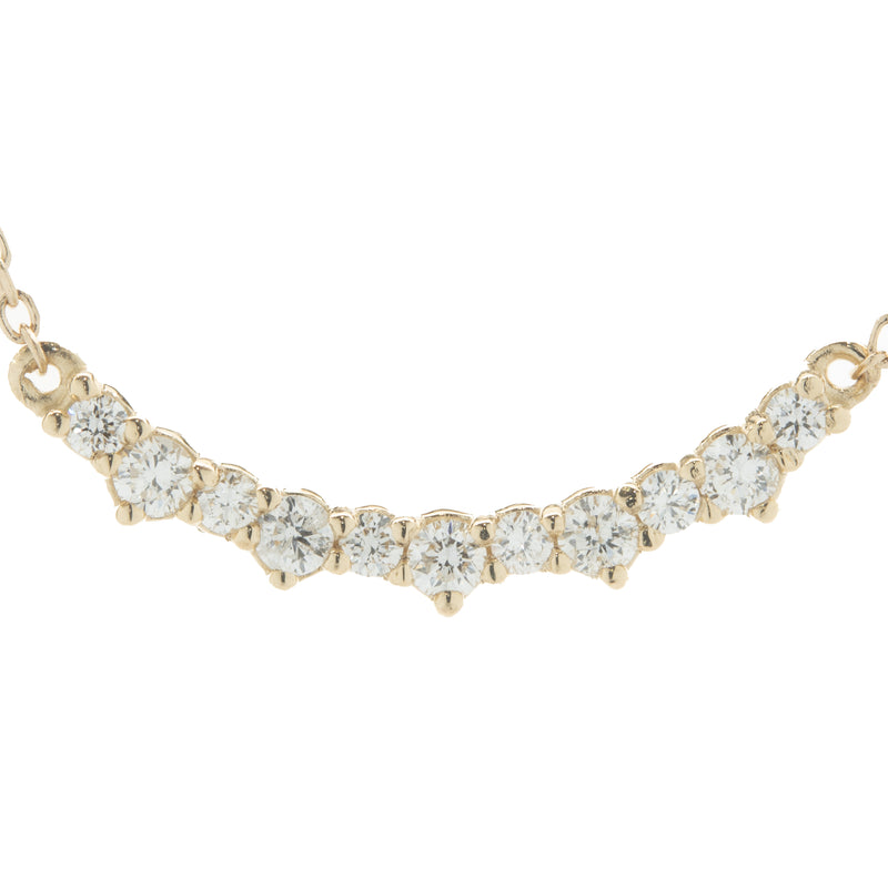 14 Karat Yellow Gold Alternating Diamond Smile Necklace
