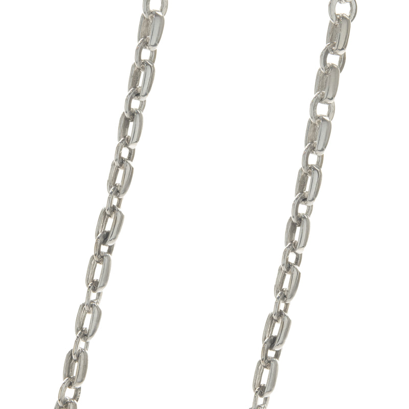 18 Karat White Gold Pave Diamond Oval Disc Necklace