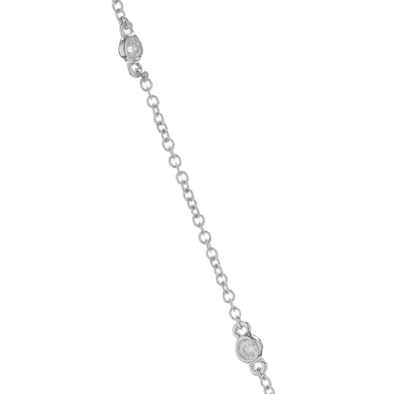 14 Karat White Gold Diamond Open Heart Necklace