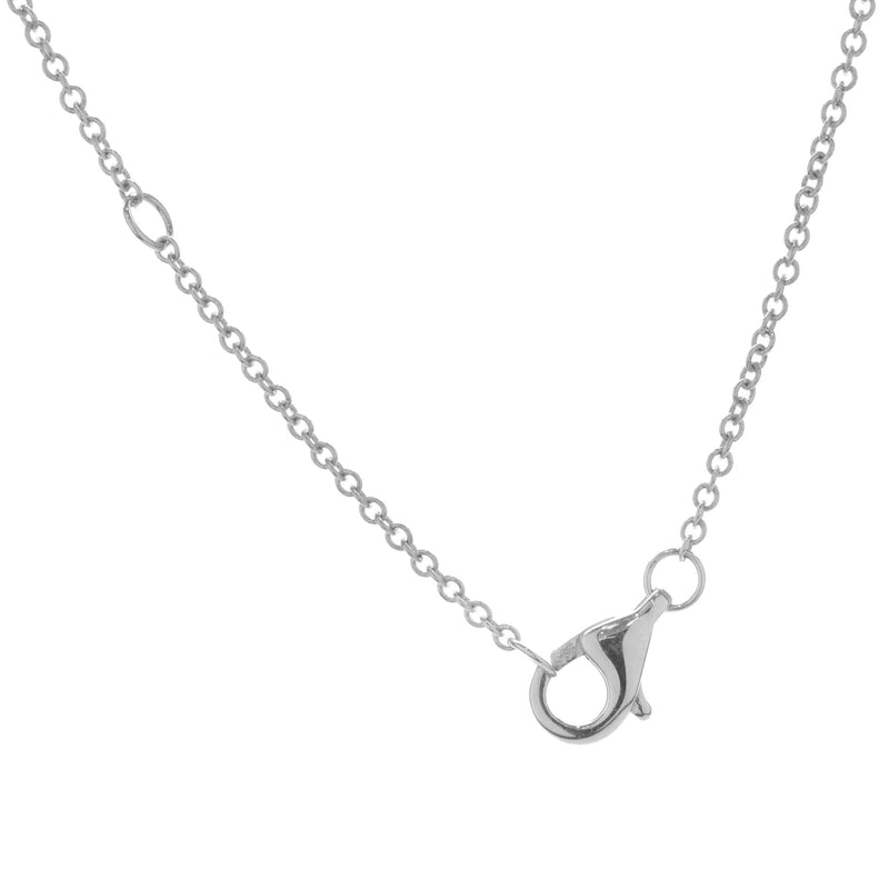 14 Karat White Gold Diamond Open Heart Necklace