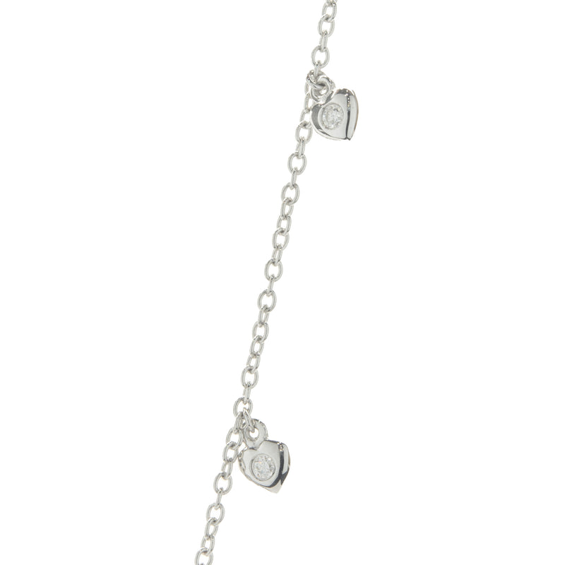 14 Karat White Gold White & Black Diamond Love Bar Necklace