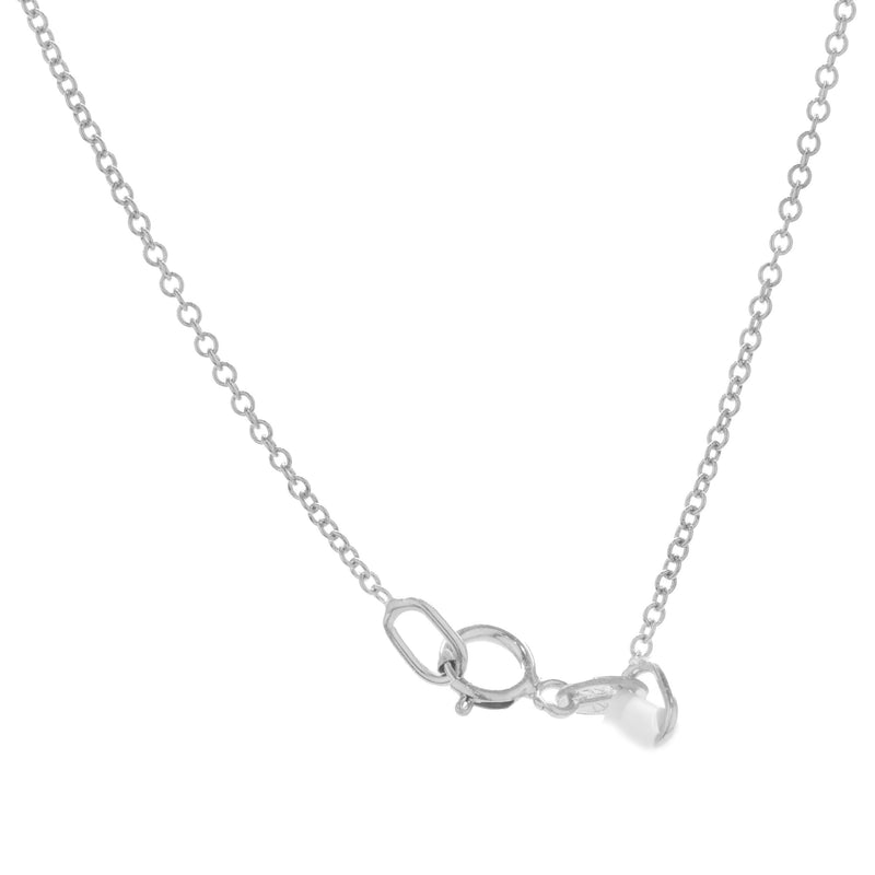 14 Karat White Gold Round and Baguette Cut Diamond V Necklace