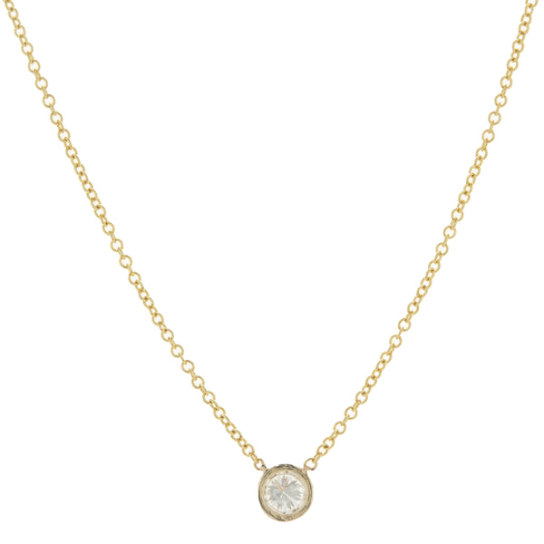 14 Karat Yellow Gold Diamond Solitaire Necklace