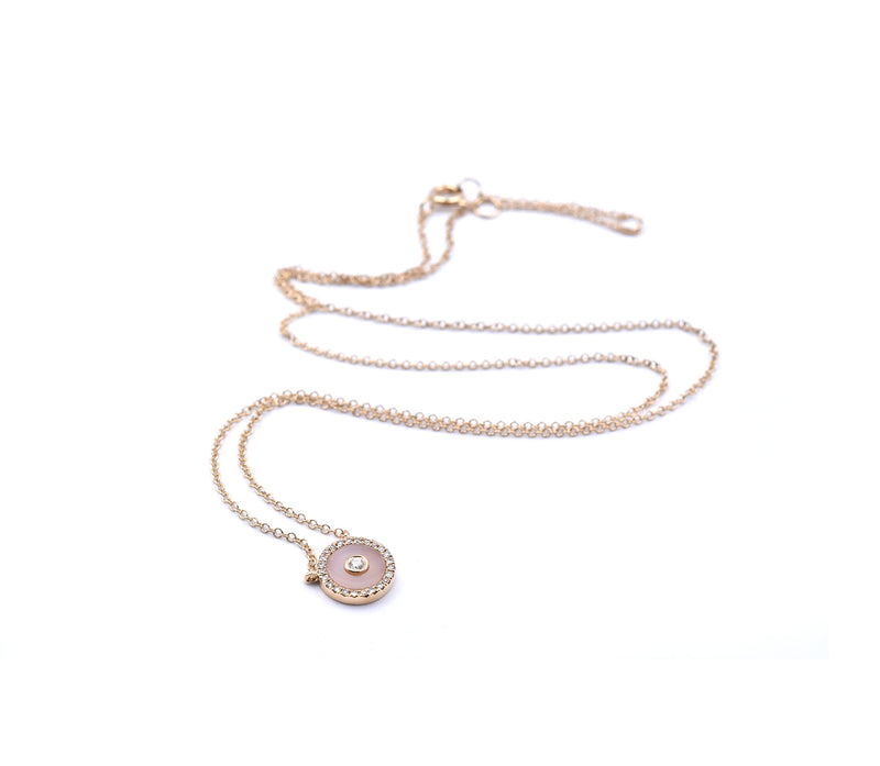 14k Yellow Gold Opal and Diamond Necklace