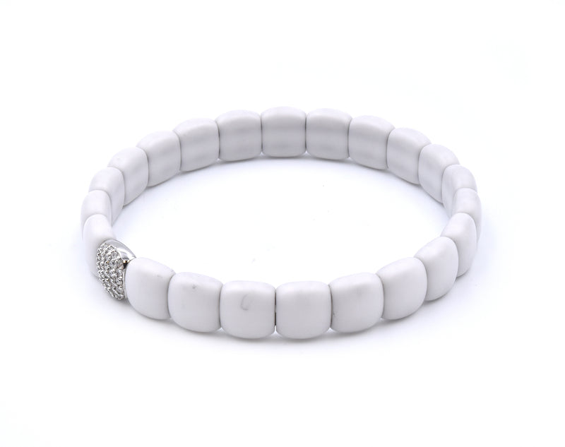 18k White Gold Ceramic and Diamond Bracelet