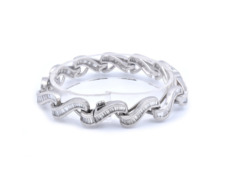 Platinum Diamond Baguette S Link Tennis Bracelet