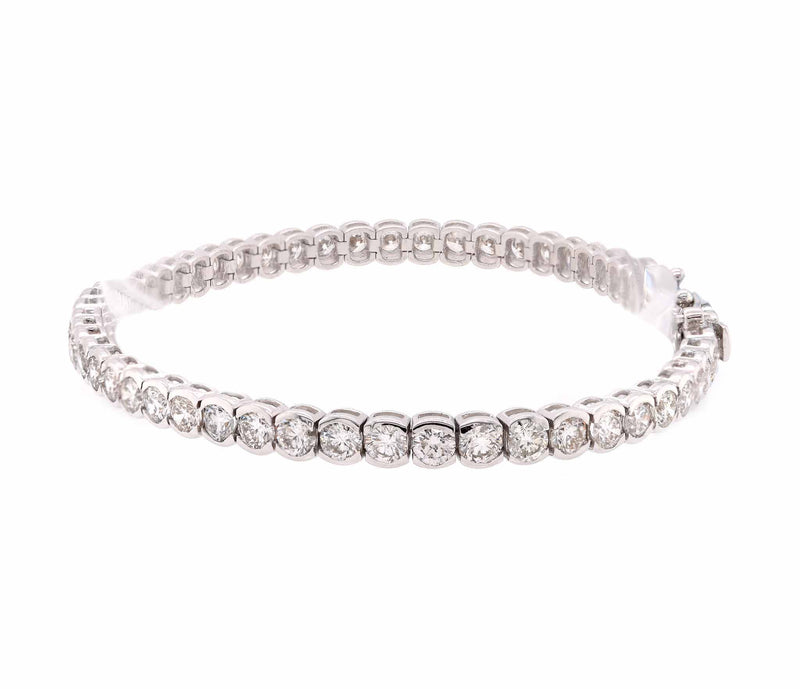 18 Karat White Gold Bezel Set Diamond Tennis Bracelet