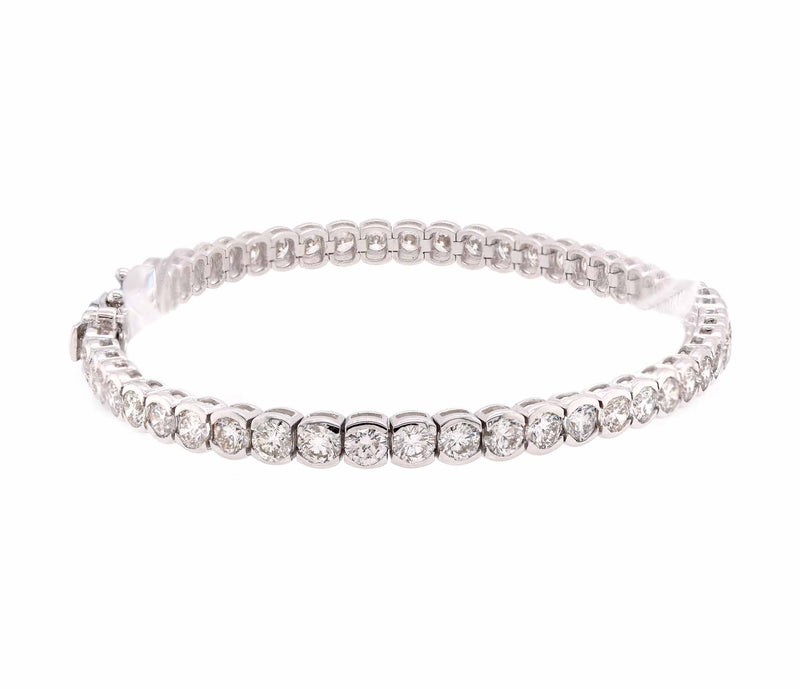 18 Karat White Gold Bezel Set Diamond Tennis Bracelet